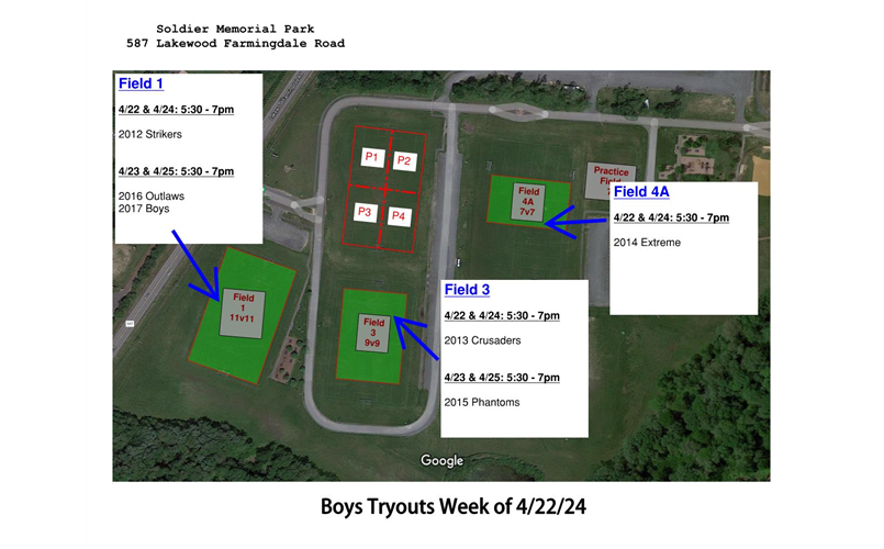 Boys Tryouts - Field Assignments